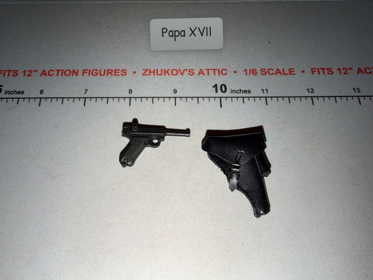 1/6 Scale WWII German Luger Pistol and Holster Set