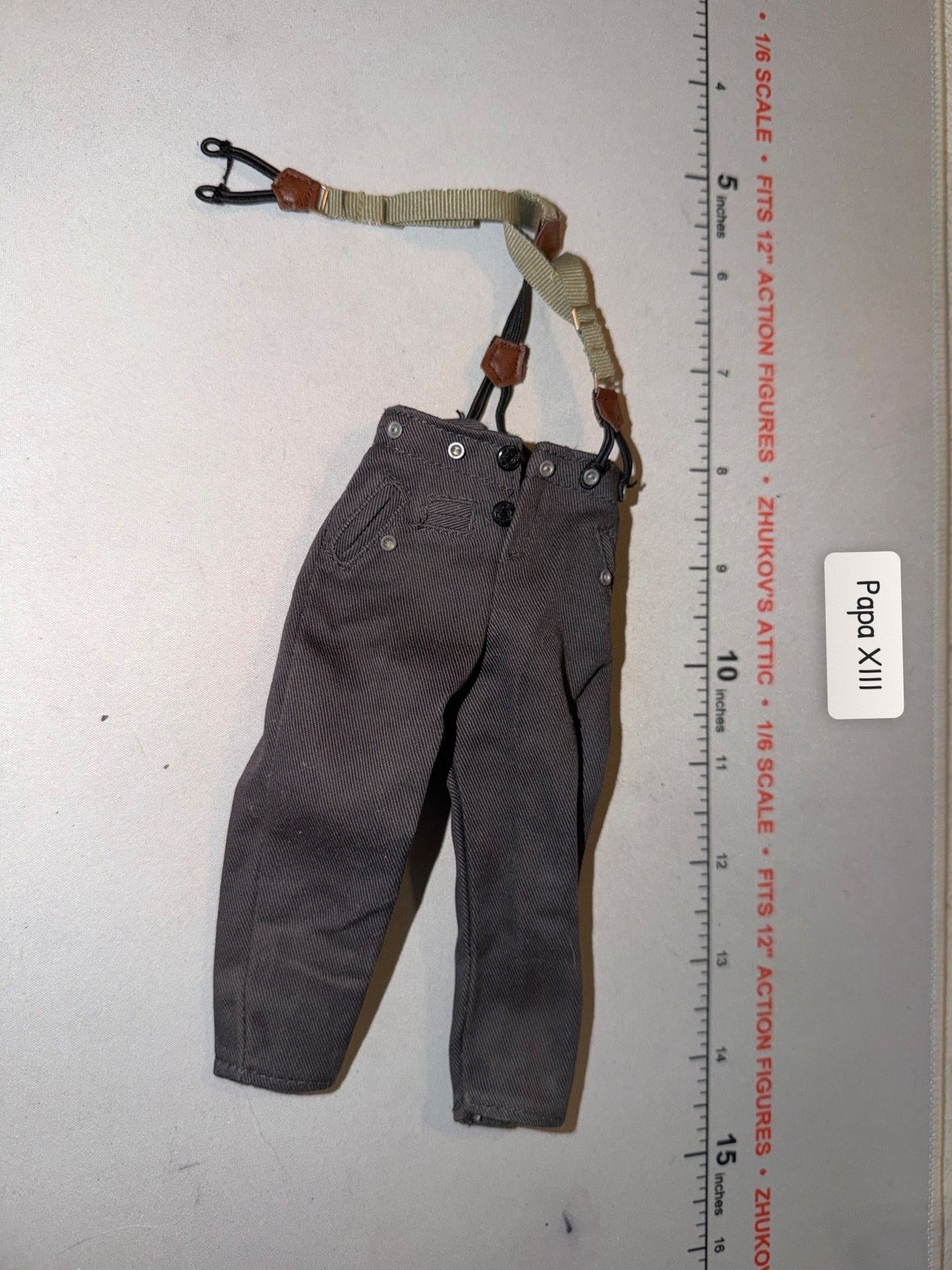 1/6 Scale WWII German Army Field Grey Trousers with Suspenders