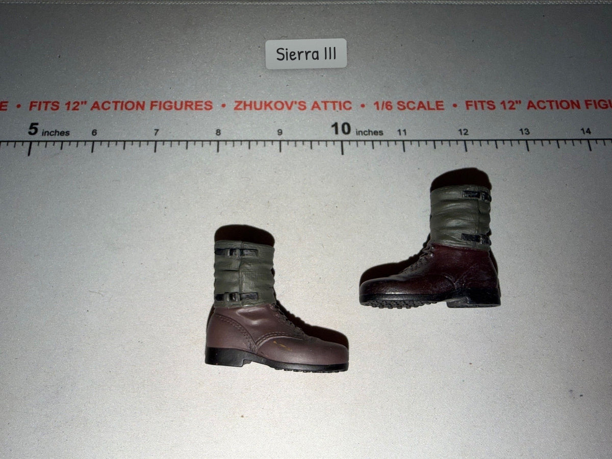 1/6 Scale WWII German Era Brown Lace-Up Combat Boots with Gaiters