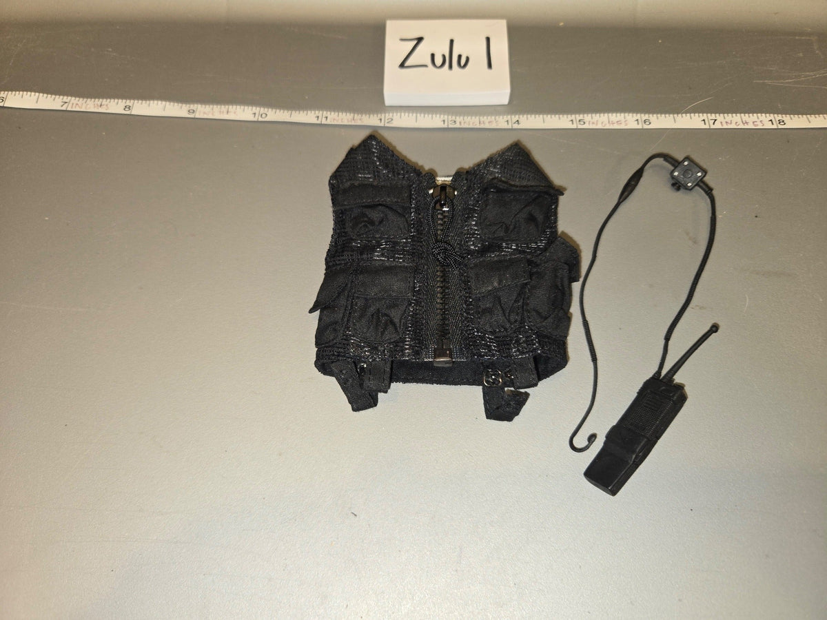 1/6 Scale Modern Era Black Tactical Vest with Radio Pouch