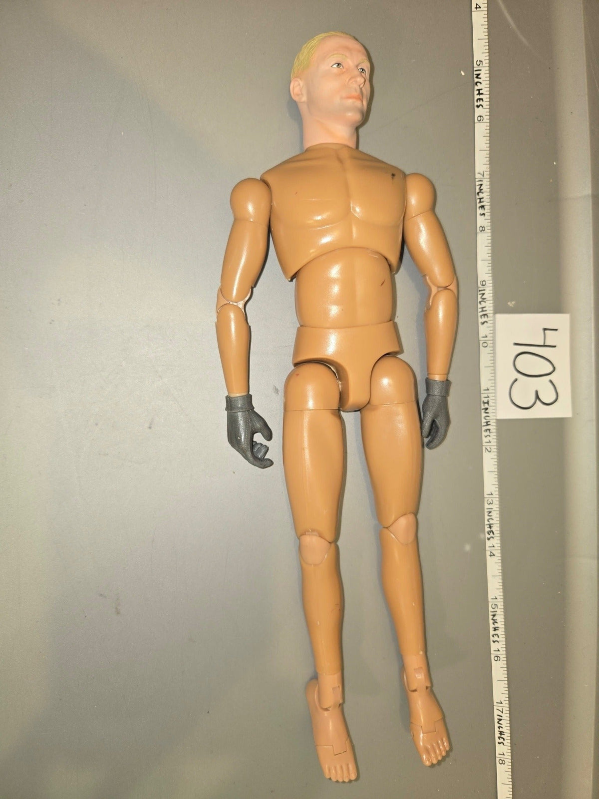 1/6 Scale Dragon Nude Male Action Figure Body with Blonde Head Sculpt and Gloved Hands