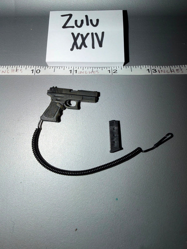 1/6 Scale Modern Era Glock Pistol with Magazine and Retention Lanyard