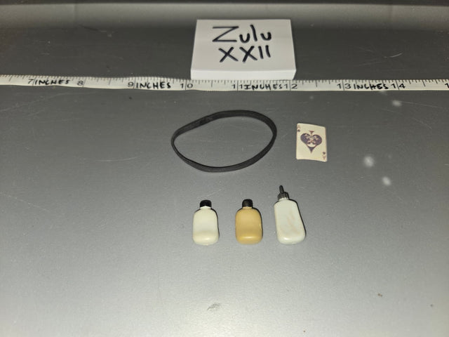 1/6 Scale Accessory Lot with Rubber Band, Ace of Spades Card, and Bottle Set