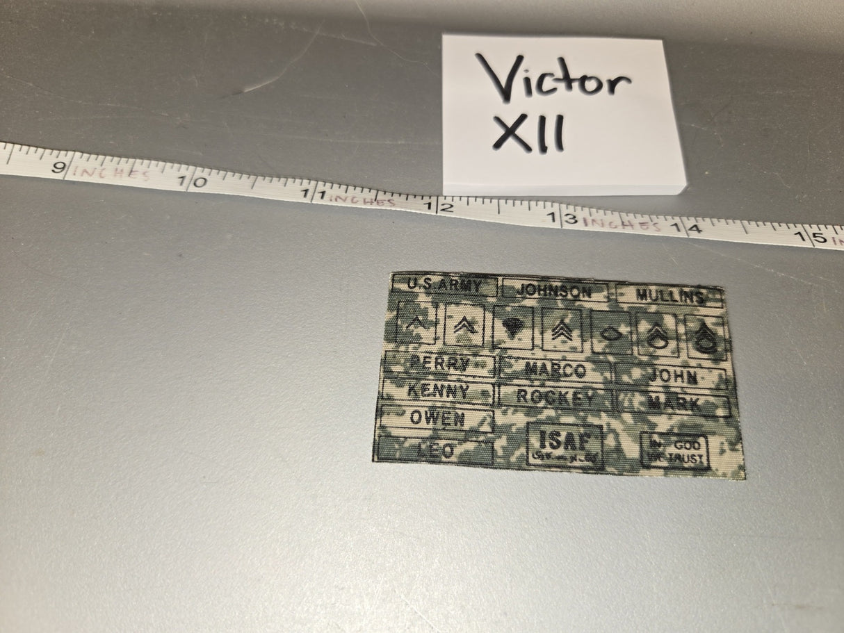 1/6 Scale Modern US Army Name Tape and Patch Set - Victor XII