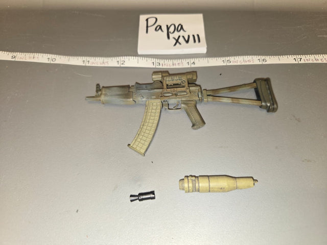 1/6 Scale Modern Era AKS-74U Submachine Gun with Optic and Suppressor - Papa XVII