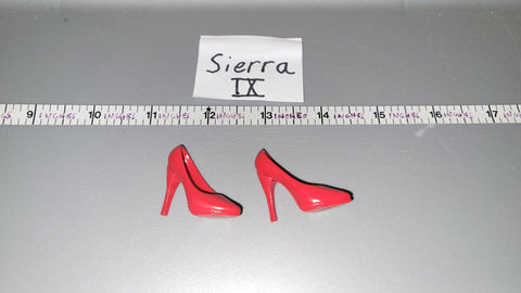 1:6 Scale Modern Civilian Female Red High Heel Shoes