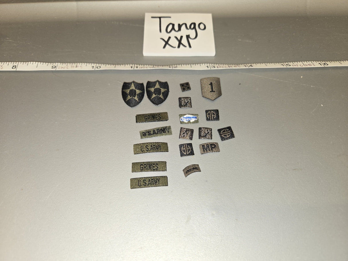 1/6 Scale Modern Era US Army Subdued Patch and Name Tape Set with 2nd Infantry Division Insignia - Tango XXI