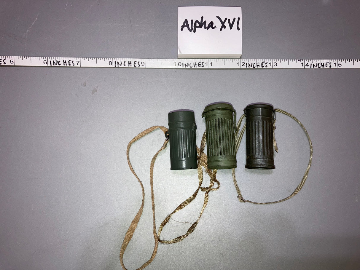 1/6 Scale WWII German Gas Mask Can Lot