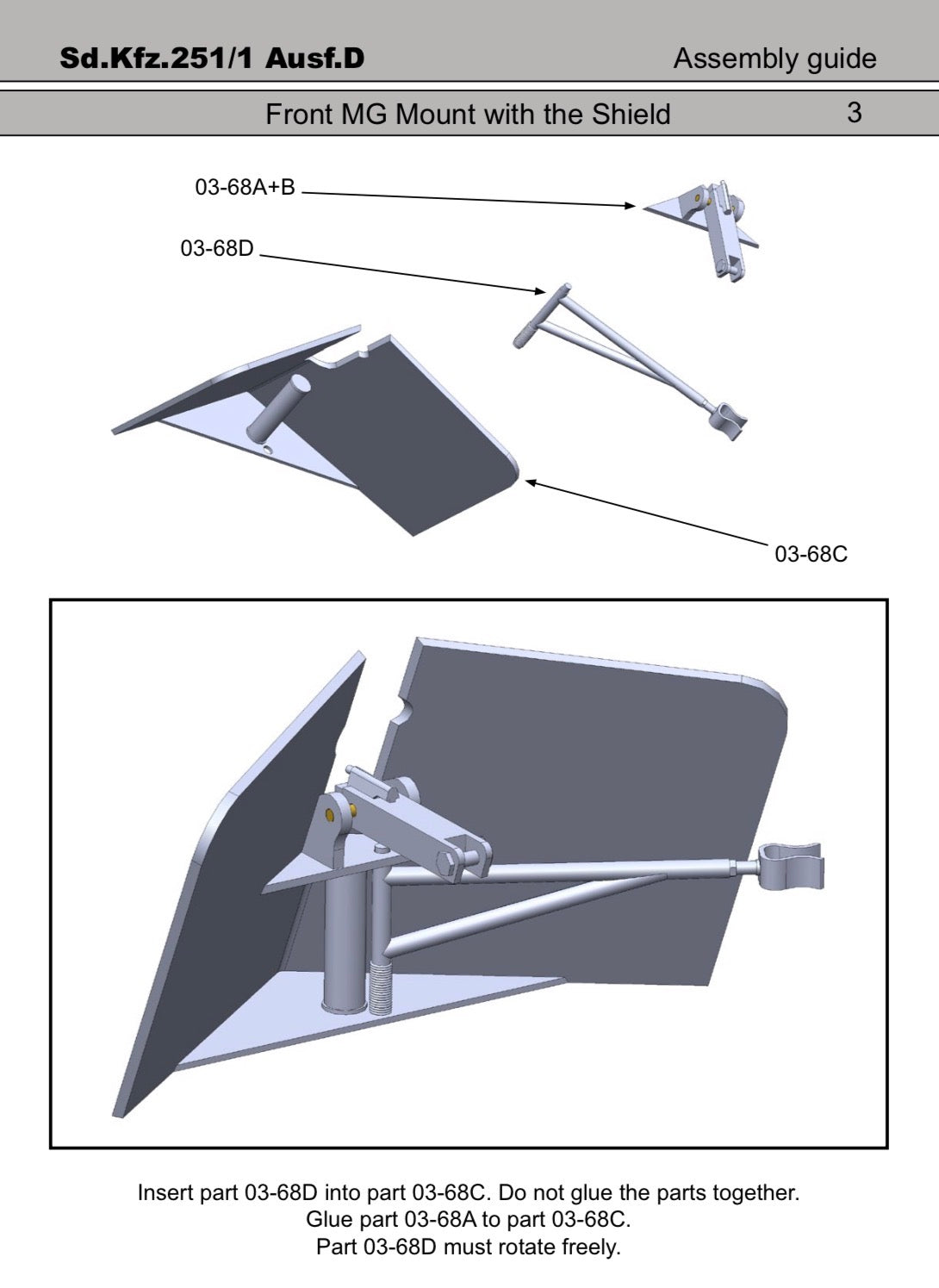 1/6 Scale WWII German Vehicle Halftrack Machine Gun Shield - Unfinished Model Kit - Warprints