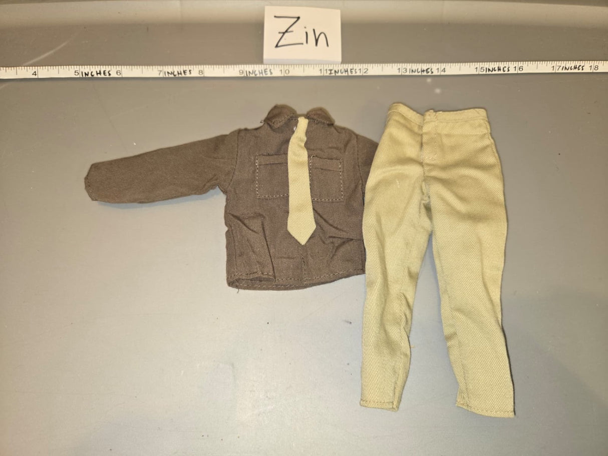 1/6 Scale WWII German Uniform Shirt with Tie and Pants - Zin