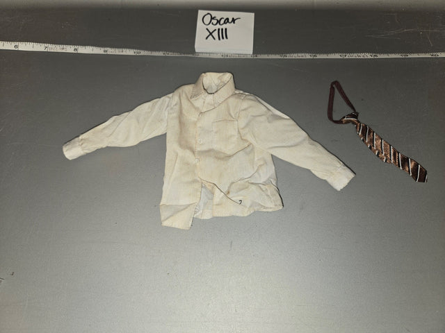 1/6 Scale WWII Era White Dress Shirt and Striped Tie Set - Oscar XIII