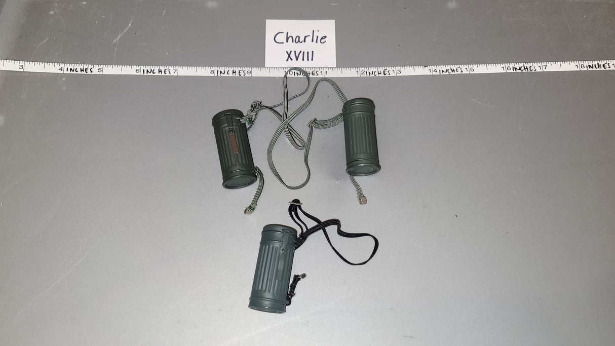 1/6 Scale WWII German Gas Mask Can Lot