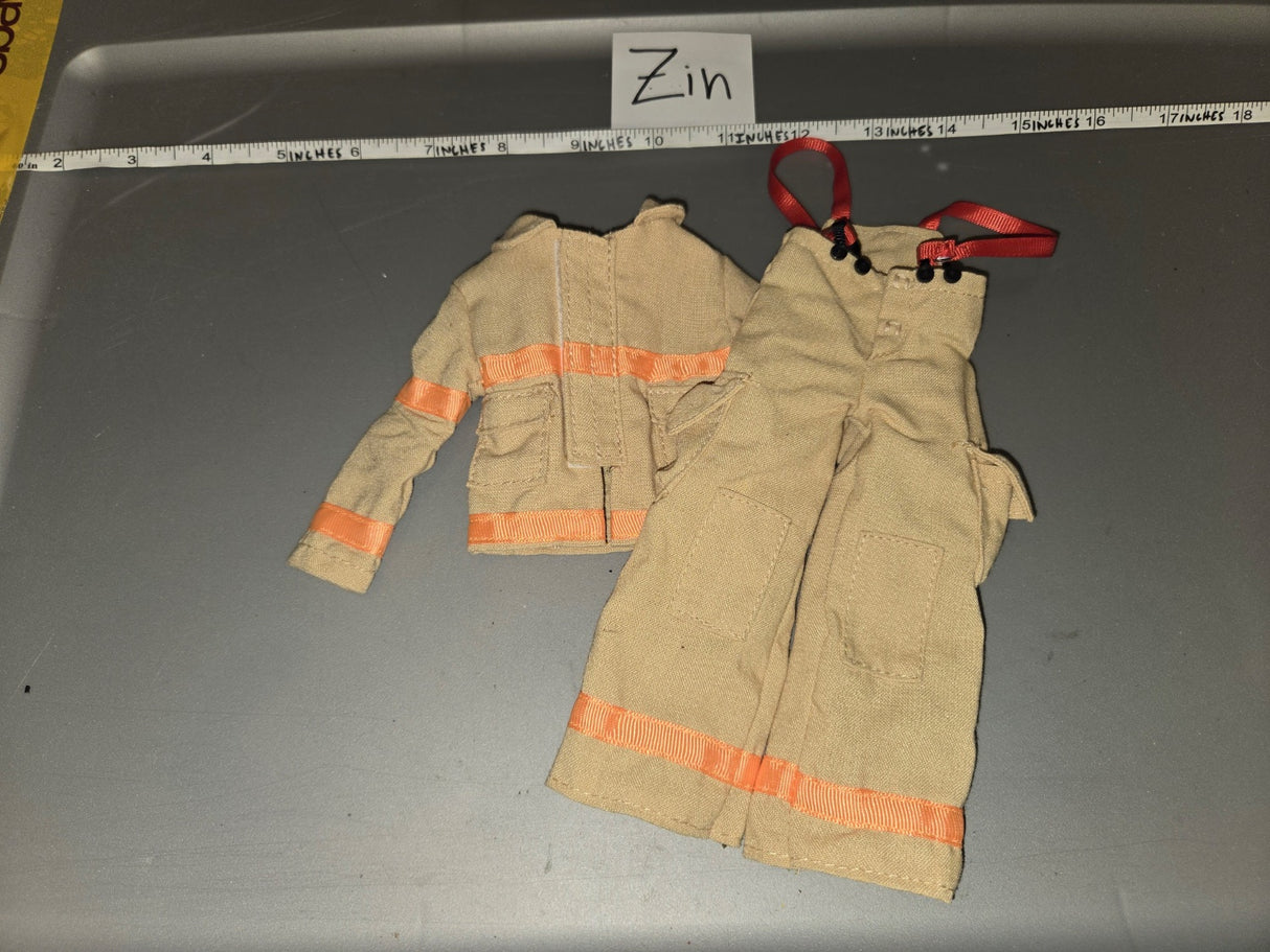 1/6 Scale Modern Era Fire Fighter Turnout Gear Jacket and Pants Set - Zin