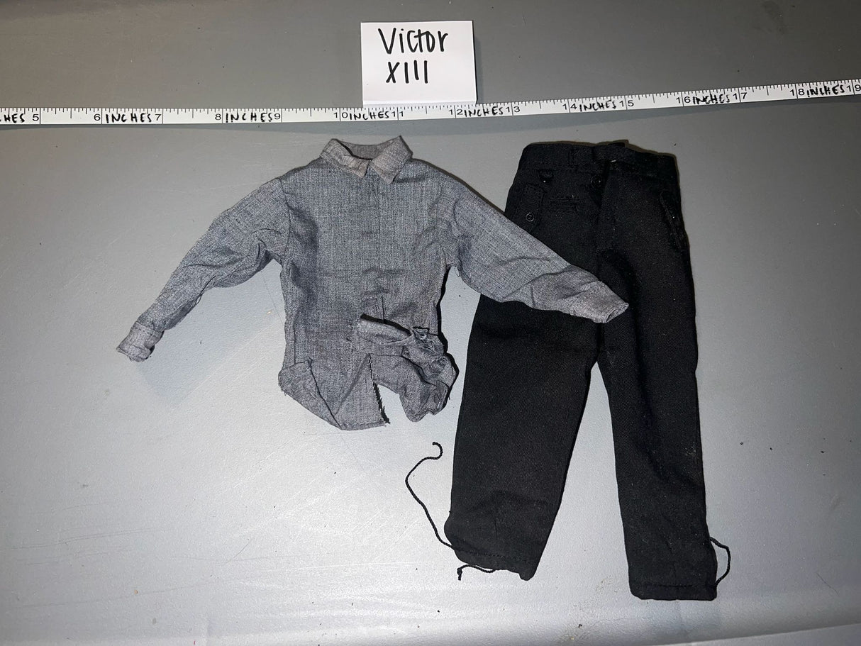 1/6 WWII German Black Tanker Pants and Grey Shirt