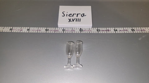 1/6 Scale Modern Champagne Flutes - Diorama Item