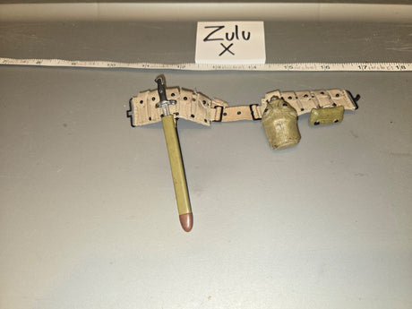 1/6 Scale WWII US Cartridge Belt with Bayonet and Canteen - Zulu X