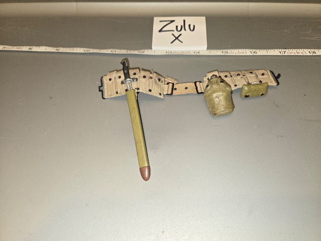 1/6 Scale WWII US Cartridge Belt with Bayonet and Canteen - Zulu X