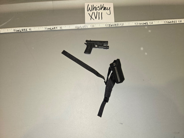 1/6 Scale Modern Pistol with Tactical Light and Drop Leg Holster - Whiskey XVII