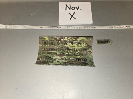 1/6 Scale Modern US Army OCP Multicam Name Tape Rank Insignia and ISAF Patch Sheet - Nov. X