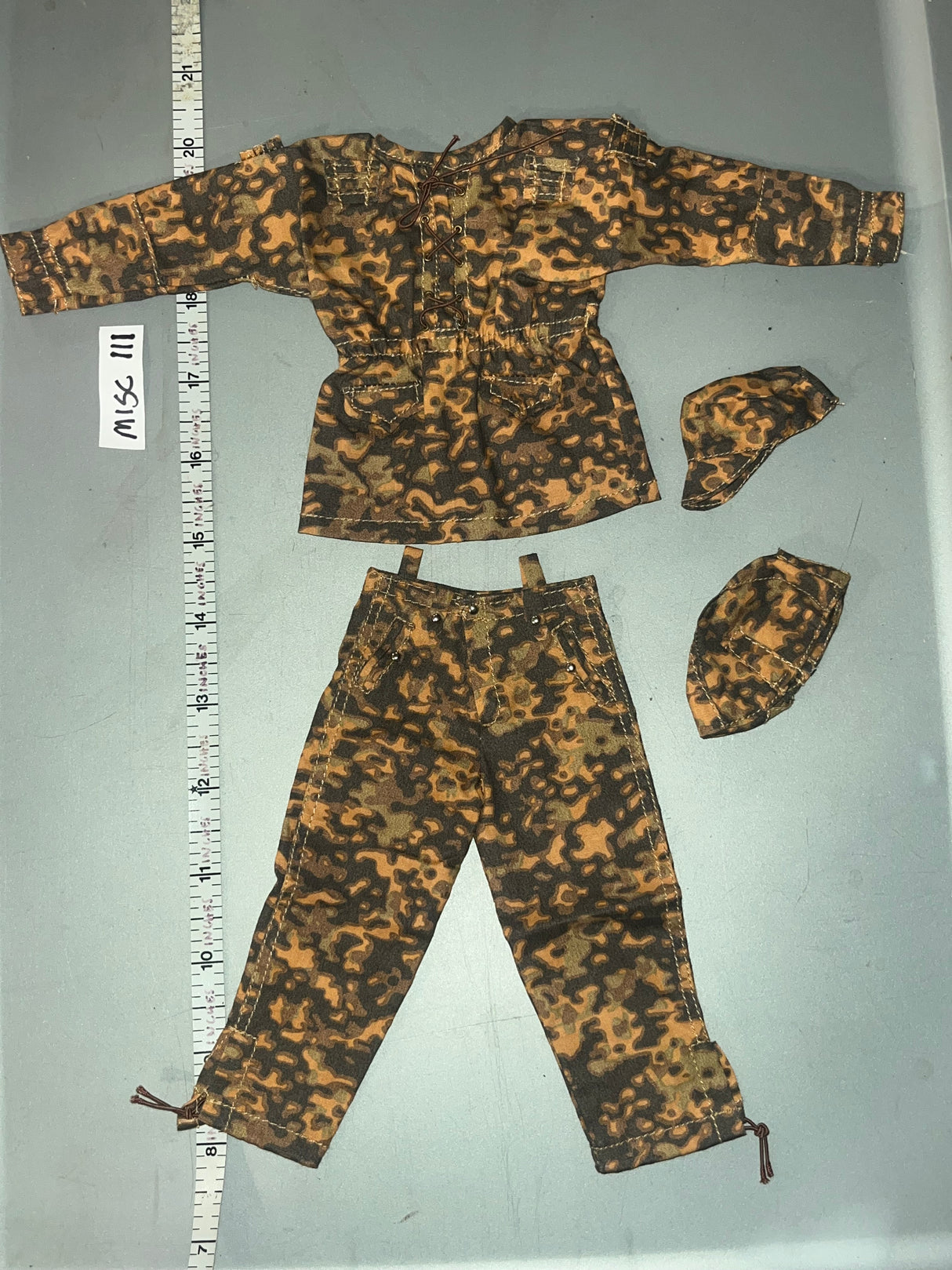 1:6 WWII German Blurred Edge Camouflage Smock Uniform Set - Helmet Cover, Hat, Smock, Pants