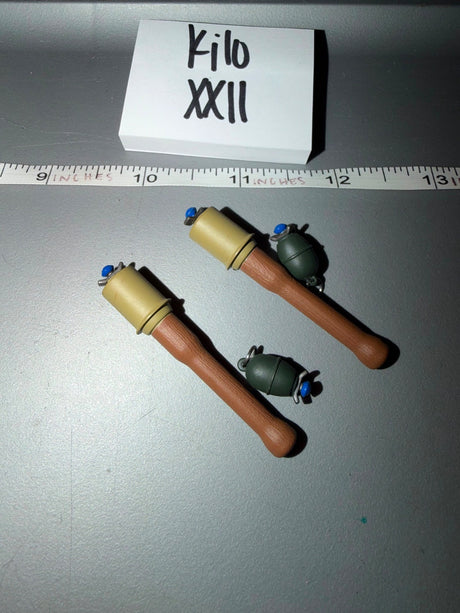 1/6 Scale WWII German Stick Grenade with Egg Grenade Lot