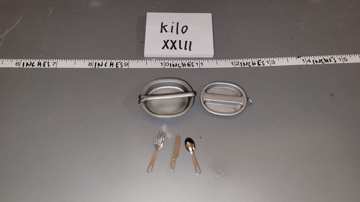 1/6 Scale WWII US Mess Kit with Utensils