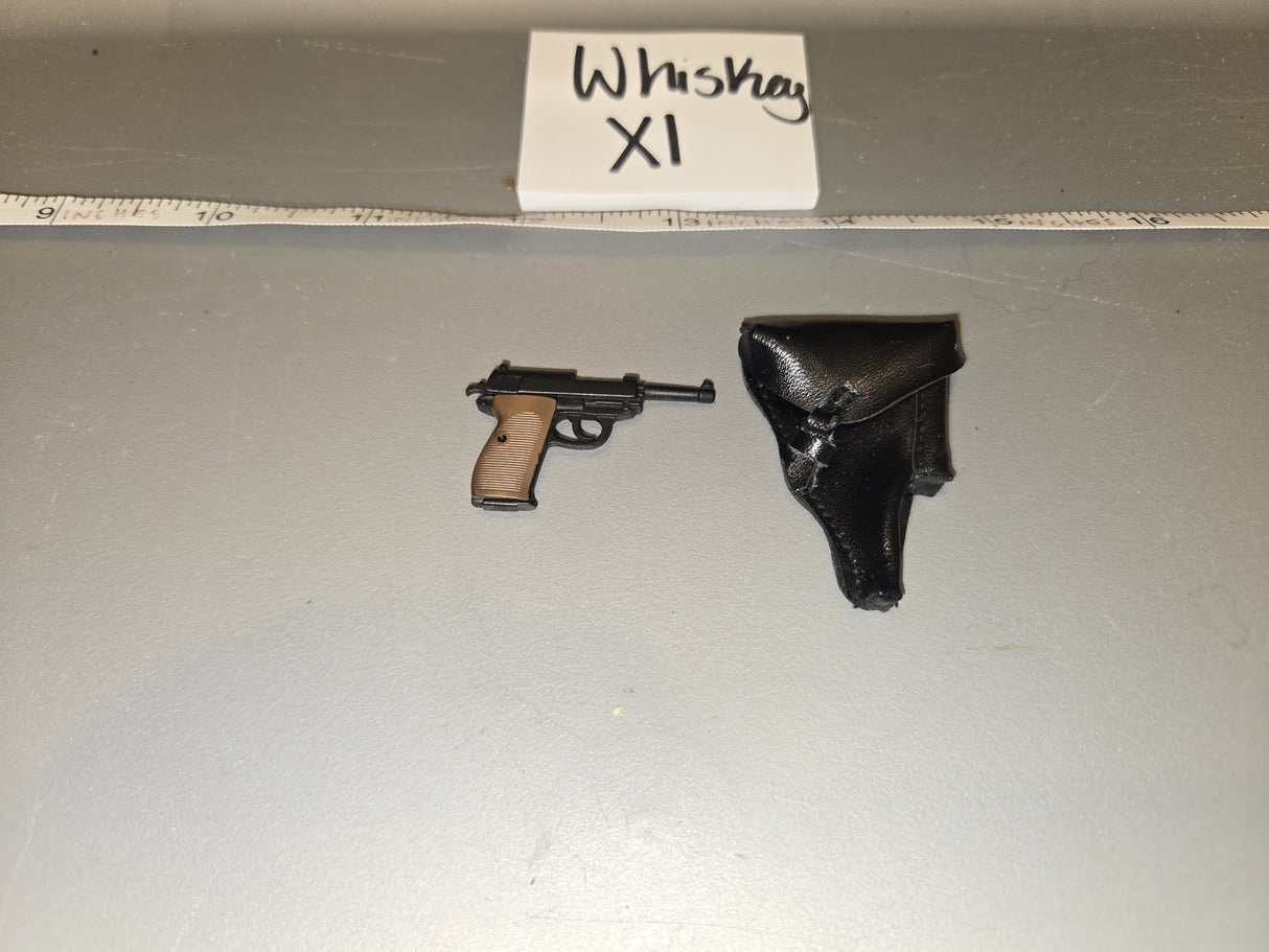 1/6 Scale WWII German Pistol and Holster - Leather