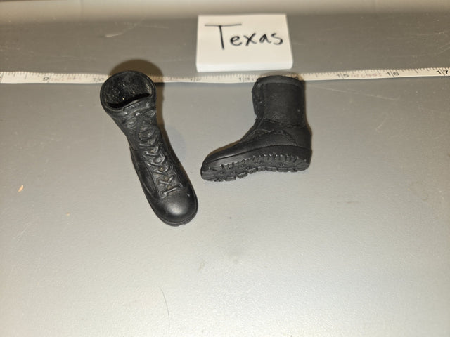 1/6 Scale Modern Era Black Military Combat Boots - Texas