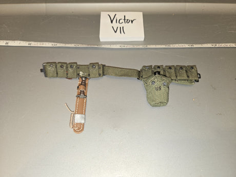 1/6 Scale WWII US Cartridge Belt with Pistol Holster and Bayonet Scabbard - Victor VII