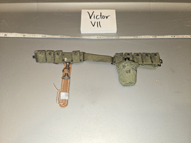 1/6 Scale WWII US Cartridge Belt with Pistol Holster and Bayonet Scabbard - Victor VII