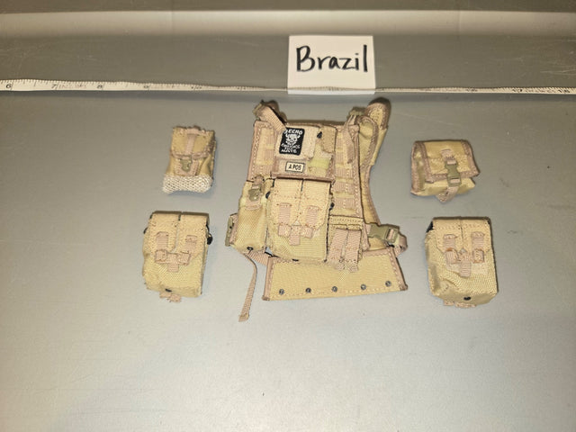 1/6 Scale Modern Desert MOLLE Plate Carrier Vest with Pouches - Brazil