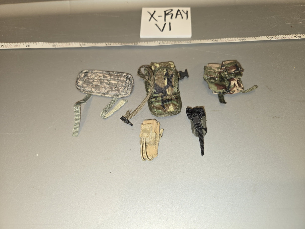 1/6 Scale Modern Era Military MOLLE Tactical Pouches Set - X-RAY VI