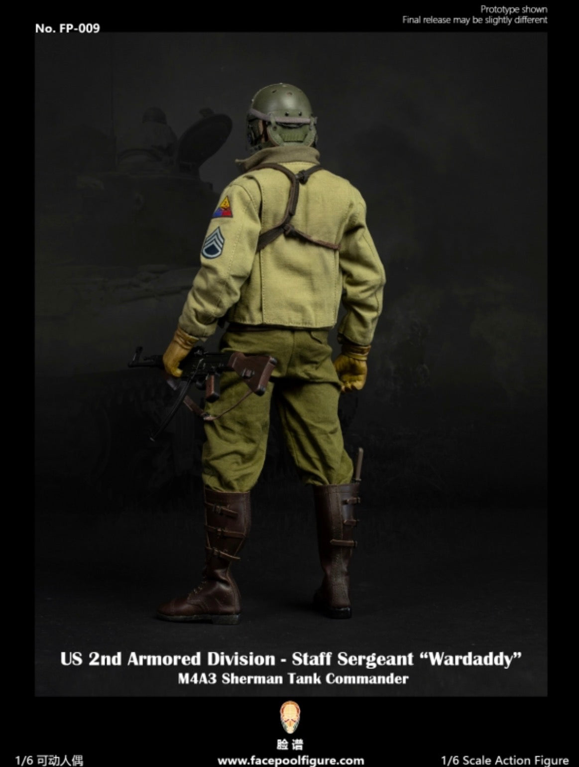 1/6 Scale WWII US Tank Commanders War Daddy Fury - NIB Facepool