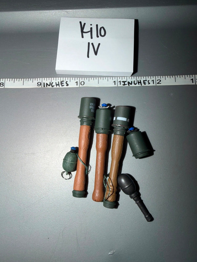 1/6 Scale WWII German Stick Grenade and Egg Grenade Lot - Kilo IV