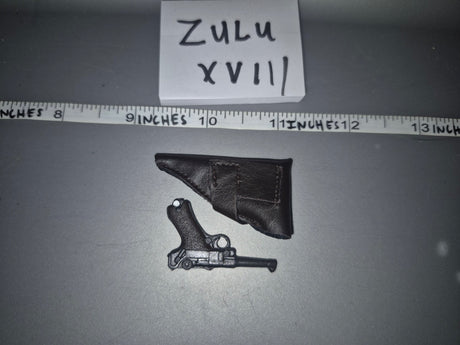 1/6 Scale WWII German Luger P08 Pistol and Holster - Zulu XVII