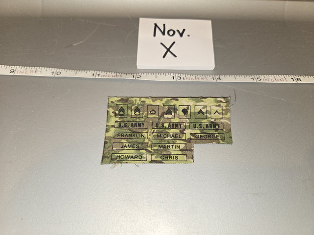 1/6 Scale Modern US Army Name Tape and Rank Insignia Patch Sheet - Nov. X