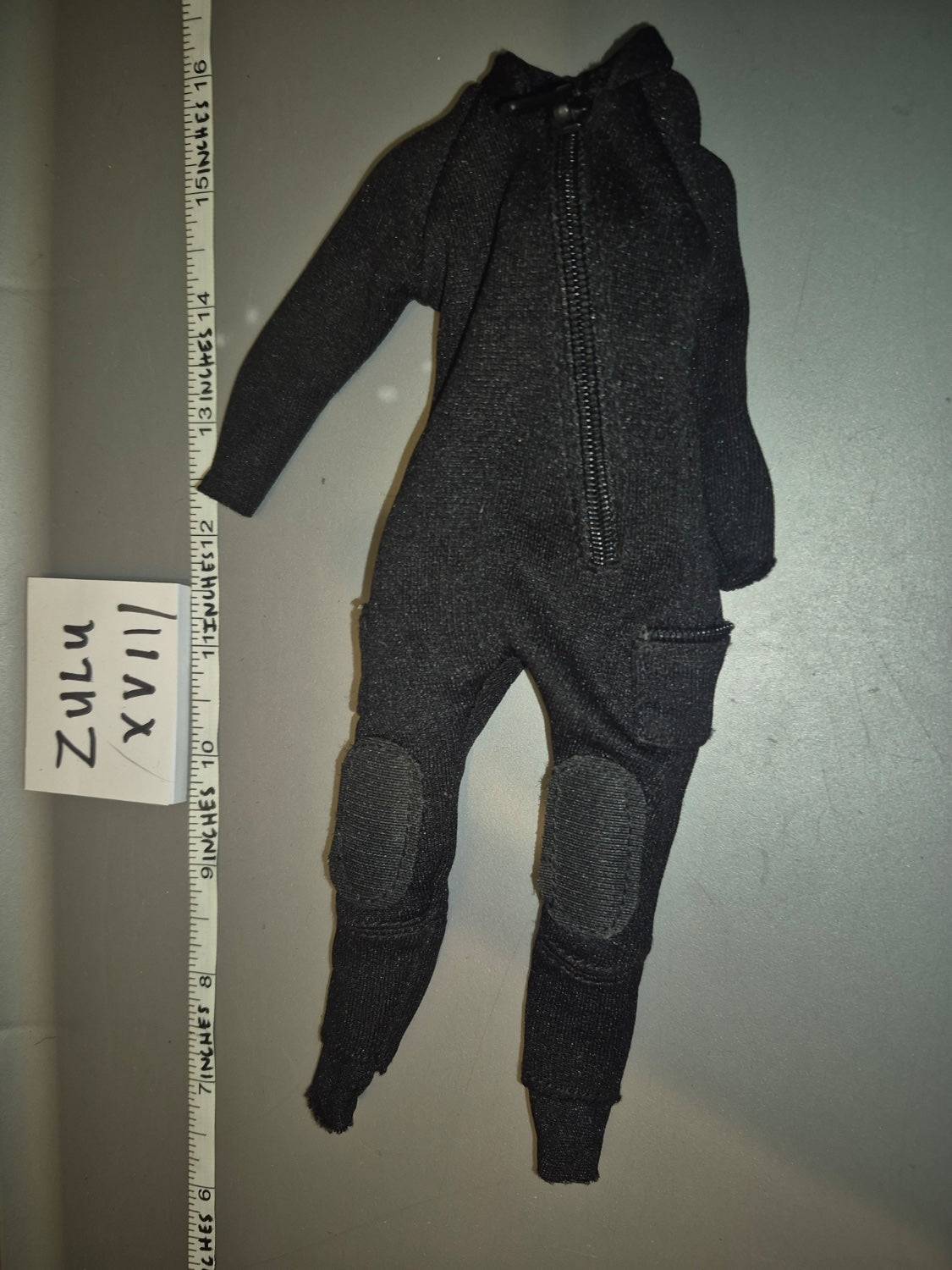 1/6 Scale Modern Era Black Tactical Jumpsuit with Knee Pads - Zulu XVII