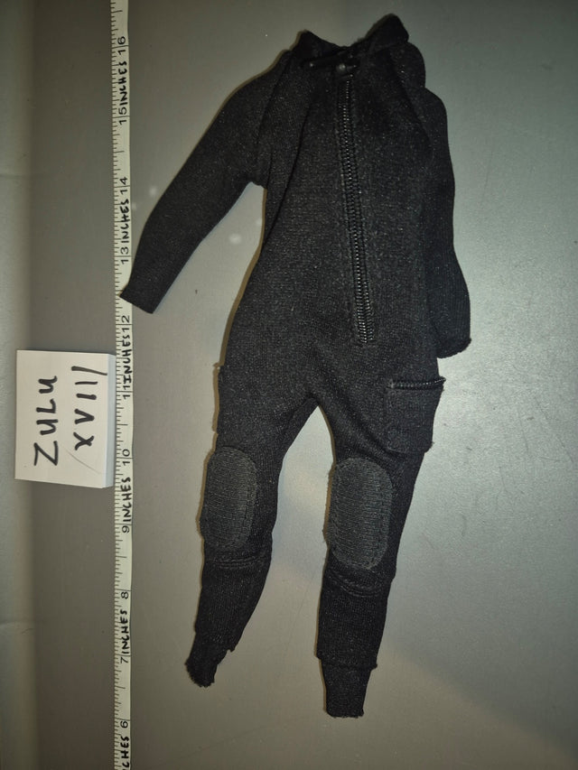 1/6 Scale Modern Era Black Tactical Jumpsuit with Knee Pads - Zulu XVII