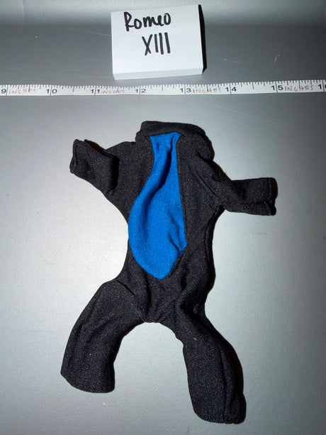 1/6 Scale Modern Era Black Suit Jumpsuit with Blue Tie