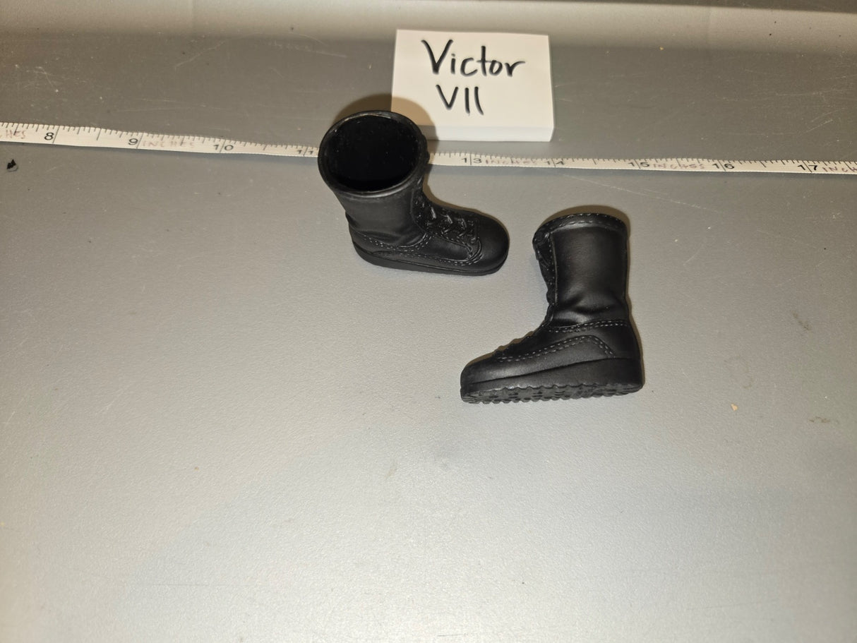 1/6 Scale Modern Era Black Military Combat Boots - Victor VII