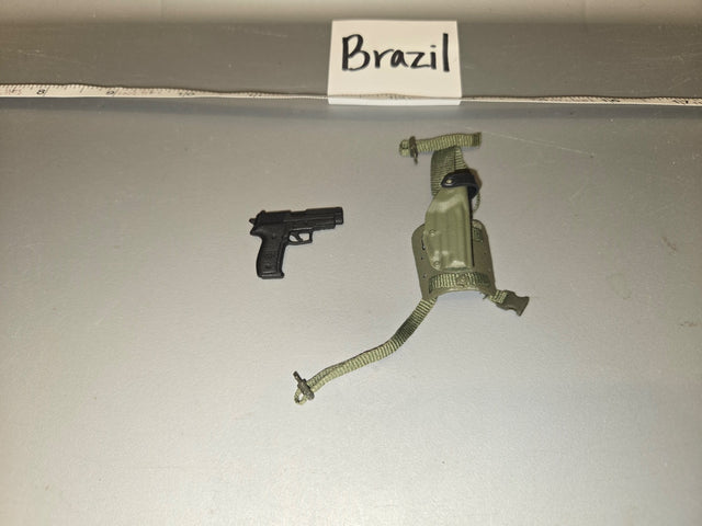 1/6 Scale Modern Era Brazilian SIG Sauer P226 Pistol with Drop Leg Holster - Brazil
