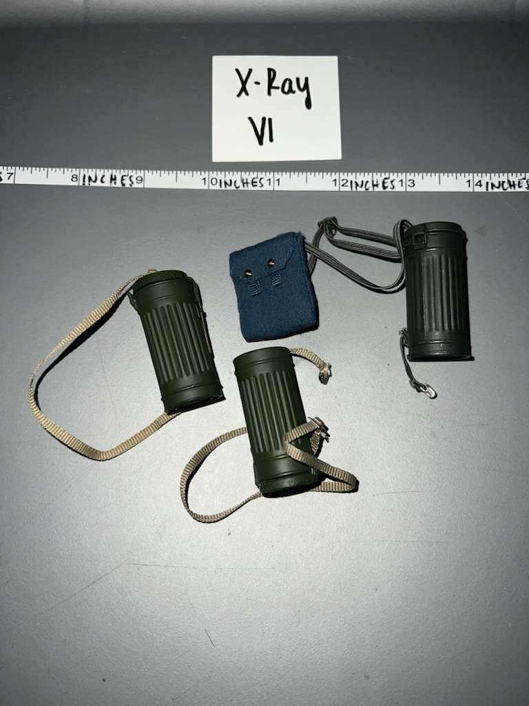 1/6 Scale WWII German Gas Mask Can Lot