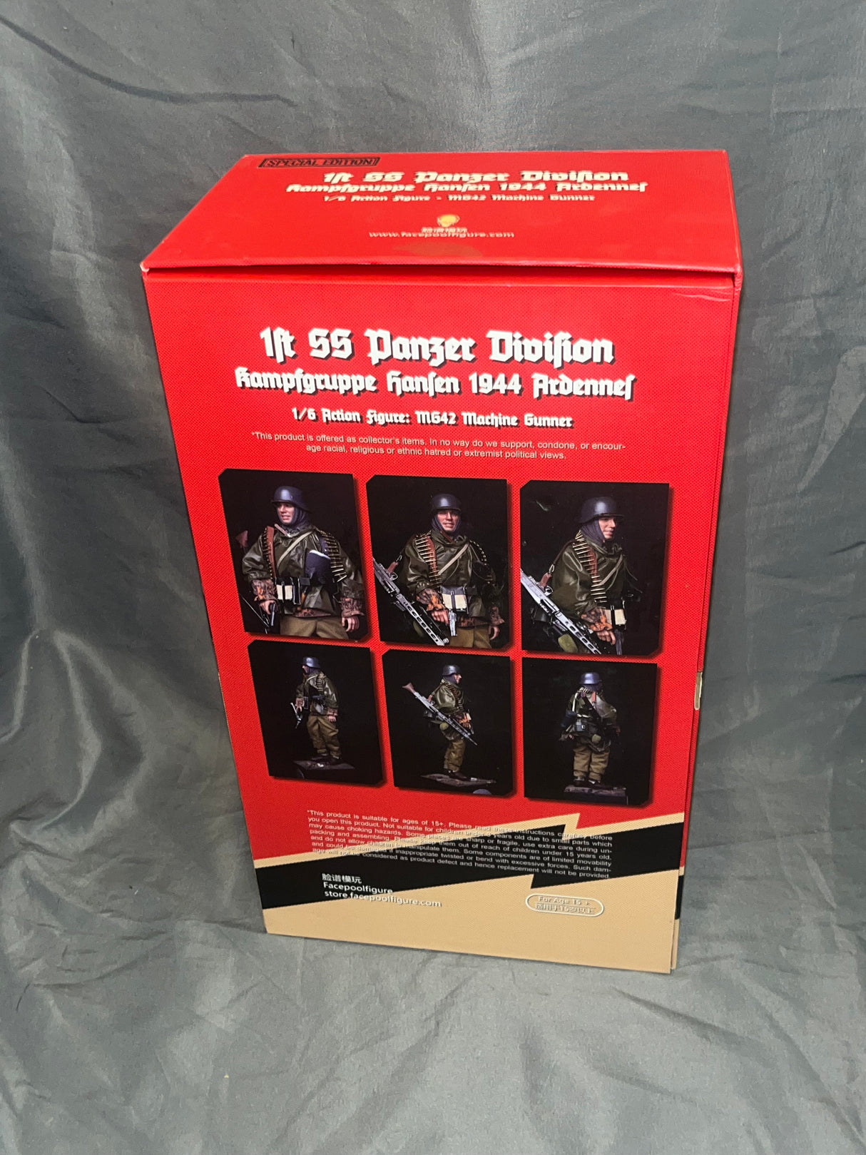 1/6 Scale WWII German Waffen Kampfgruppe Hansen 1944 Ardennes MG42 Machine Gunner Action Figure - NIB Facepool