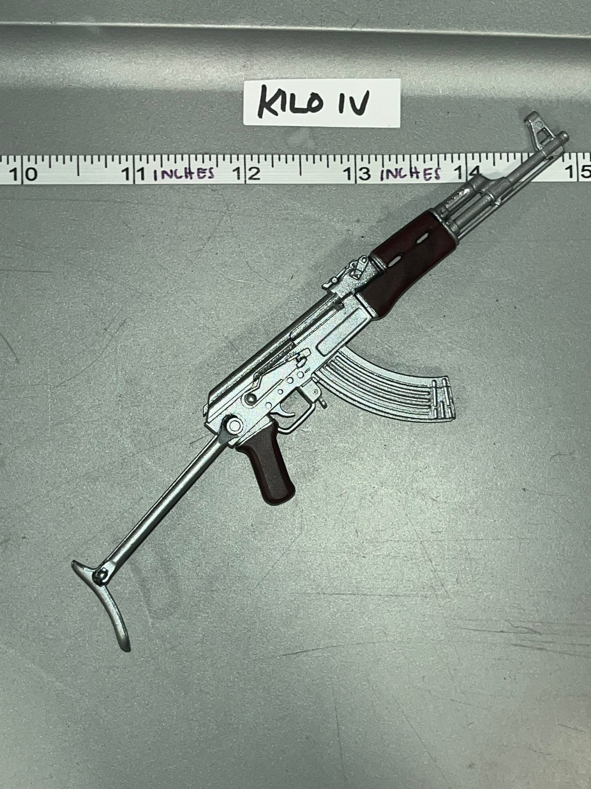 1/6 Scale Russian AK 47  - Modern Vietnam - Silver Plated