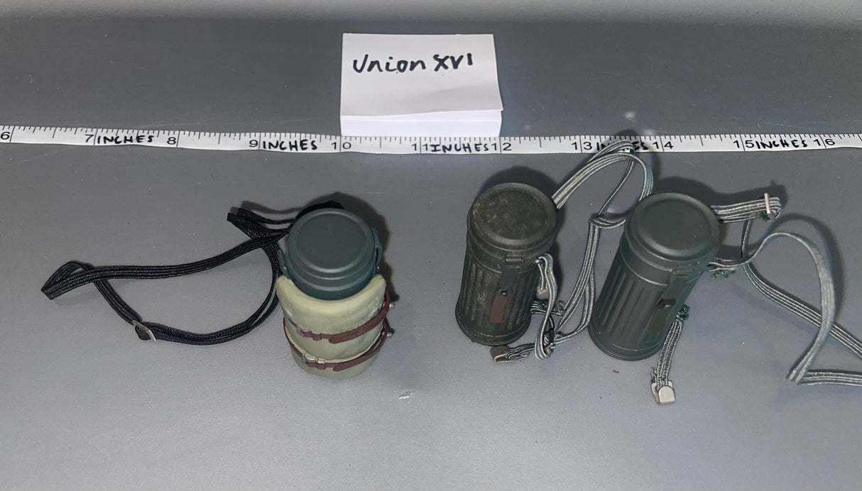 1/6 Scale WWII German Gas Mask Can Lot