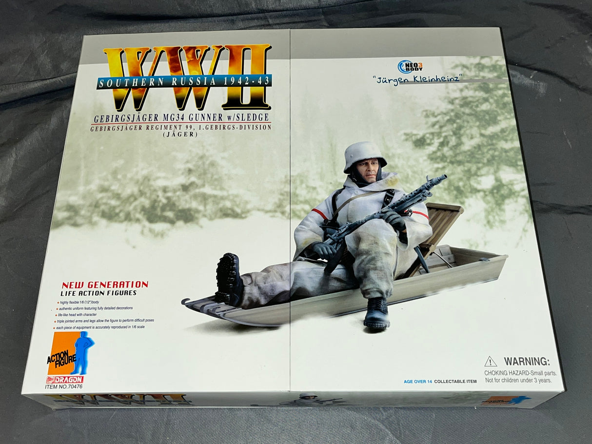 1/6 Scale WWII GERMAN Jurgen Kleinheinz Gebirgsjager MG34 Gunner w/Sled -  NIB Dragon