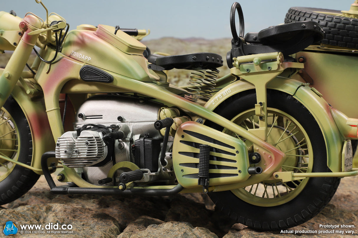 E60075C 1/6 WWII German Zündapp KS 750 Motorcycle with sidecar (Camo)