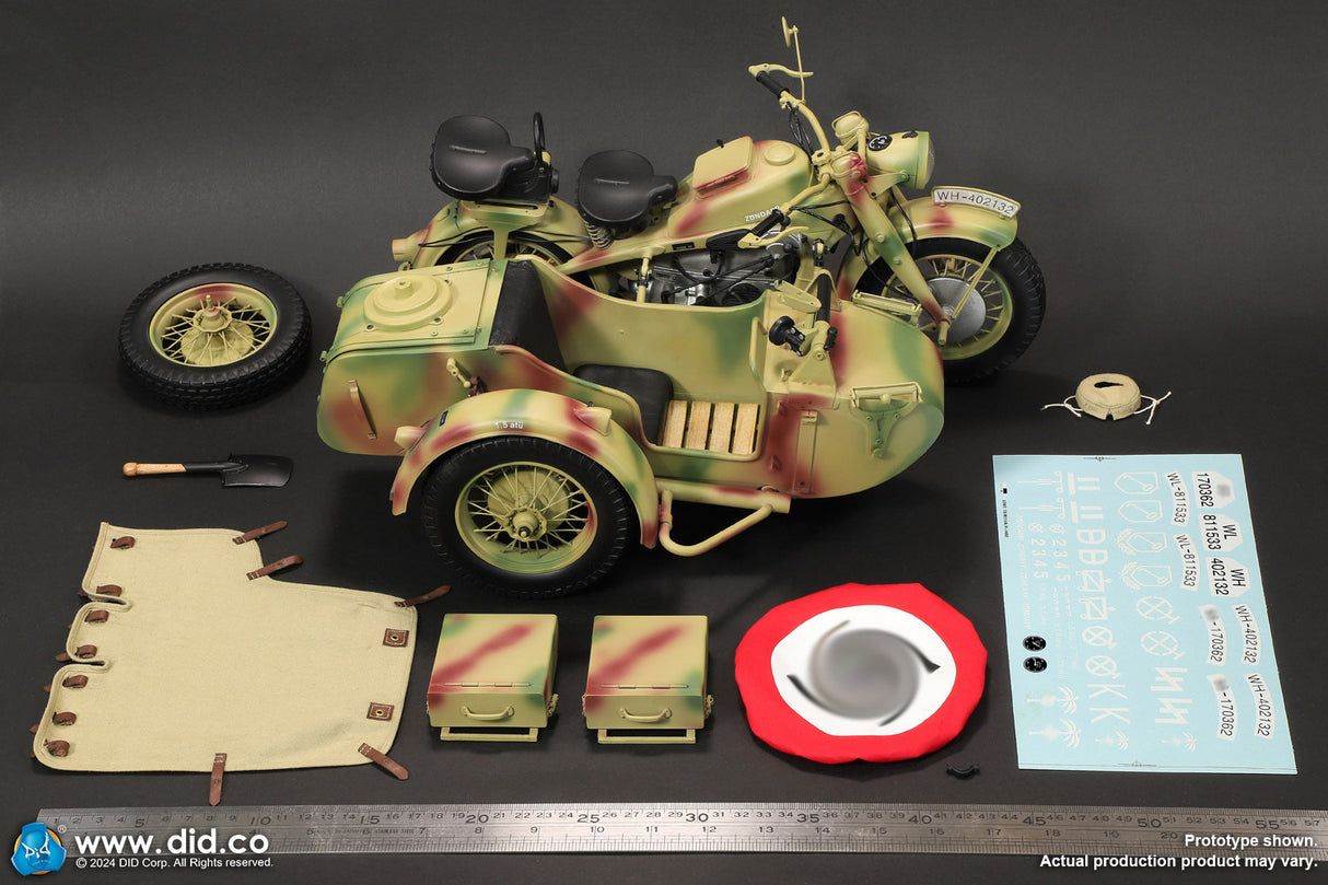 E60075C 1/6 WWII German Zündapp KS 750 Motorcycle with sidecar (Camo)
