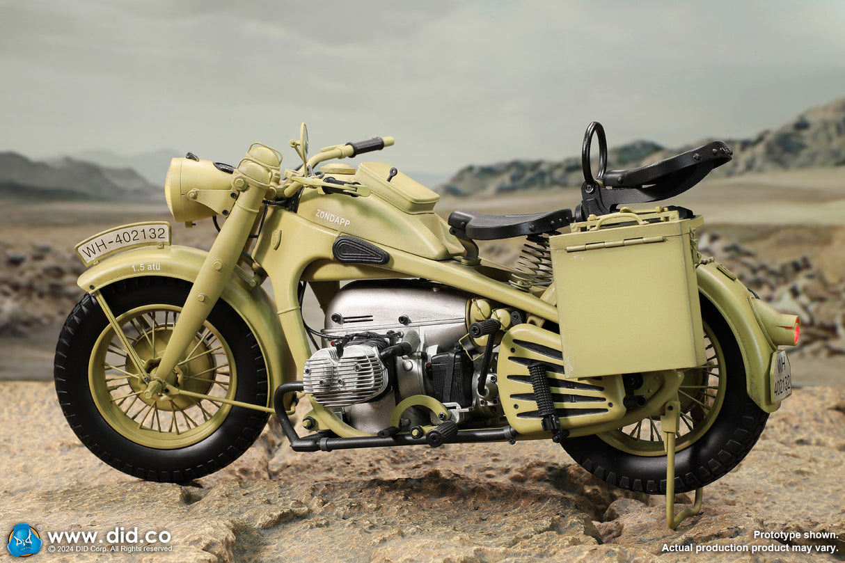 E60075Y 1/6 WWII German Zündapp KS 750 Motorcycle with sidecar (Sand)