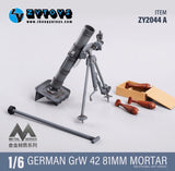 1/6 Scale WWII German Grey GrW 42 8cm Metal Mortar with Bipod and Ammunition- NIB ZY Toys Weapons Set